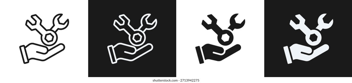 Línea De Mantenimiento Predictivo N Estilo De Icono De Glifo En Fondo Blanco Y Negro