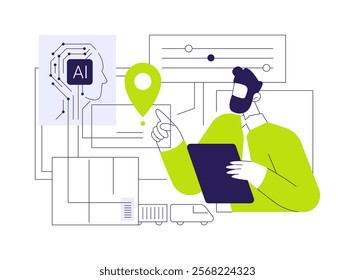 Predictive Maintenance Solutions with AI abstract concept vector illustration. Supply Chain Management. Predict equipment maintenance, reduce downtime and cost. AI Technology. abstract metaphor.