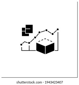 Predictive modeling glyph icon.Process that uses data and statistics to predict outcomes with data models. Customer data.Filled flat sign. Isolated silhouette vector illustration