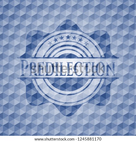 Predilection blue badge with geometric background.