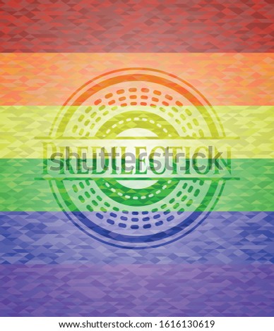 Predilection emblem on mosaic background with the colors of the LGBT flag