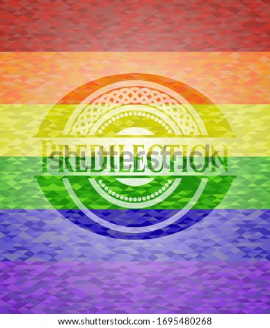 Predilection emblem on mosaic background with the colors of the LGBT flag