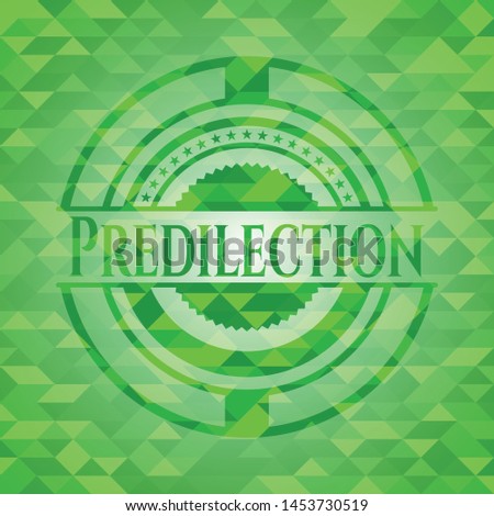 Predilection green emblem with mosaic background. Vector Illustration. Detailed.