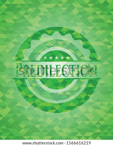 Predilection green emblem with mosaic background. Vector Illustration. Detailed.