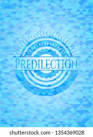 Predilection sky blue emblem with triangle mosaic background