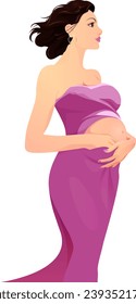 prednant woman beautiful in a pink dress