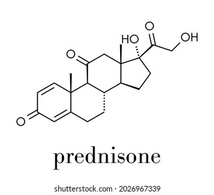 Prednisone corticosteroid drug molecule. Skeletal formula.