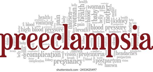 Preeclampsia word cloud conceptual design isolated on white background.