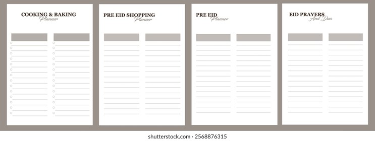 Pre-Eid Shopping and Cooking Planner, Your Ultimate Festive Organizer and Checklist