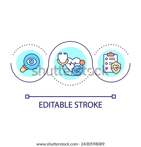 Pre-employment physicals loop concept icon. Medical screening. Preventing workplace injuries tip abstract idea thin line illustration. Isolated outline drawing. Editable stroke. Arial font used