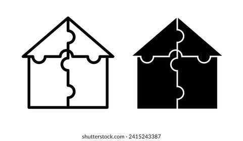 Prefab Housing Line Icon. Modular Residential Building Icon in Black and White Color.