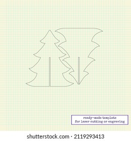 Prefabricated christmas tree. A completely ready-made template for laser cutting. the size is also converted to millimeters for editing