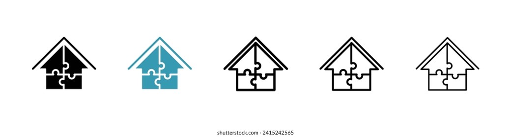 Prefabricated Home Vector Icon Set. Modular Housing Structure Vector Symbol for UI Design.