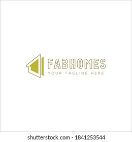 Prefabricated Homes Vector Logo Design Template Line Art Home Shape - Home Building, Construction, Temporary Homes, Container Homes Business