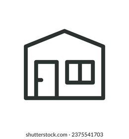Prefabricated house isolated icon, prefabricated building vector icon with editable stroke