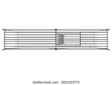 Prefabricated scaffolding. Vector rendering of 3d. Wire-frame style. The layers of visible and invisible lines are separated