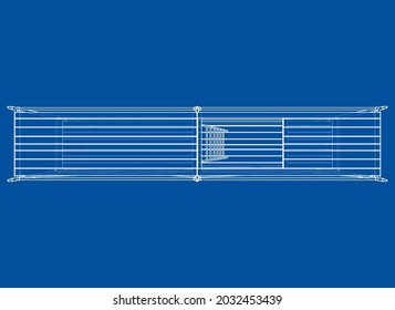 Prefabricated scaffolding. Vector rendering of 3d. Wire-frame style. The layers of visible and invisible lines are separated
