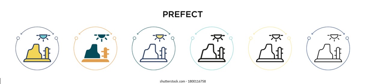 Prefect icon in filled, thin line, outline and stroke style. Vector illustration of two colored and black prefect vector icons designs can be used for mobile, ui, web