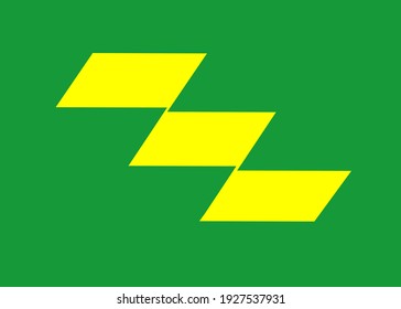 Ilustración vectorial de la bandera de Miyazaki.  Símbolo de la prefectura japonesa.