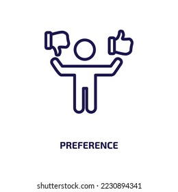 preference icon from people collection. Thin linear preference, options, support outline icon isolated on white background. Line vector preference sign, symbol for web and mobile