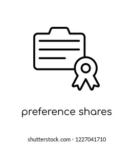 Preference Shares Icon. Trendy Modern Flat Linear Vector Preference Shares Icon On White Background From Thin Line Business Collection, Editable Outline Stroke Vector Illustration