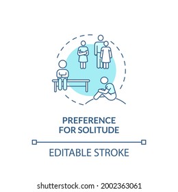 Preference for solitude in autism concept icon. Autism sign abstract idea thin line illustration. Becoming social outcast. Focus on inner world. Vector isolated outline color drawing. Editable stroke