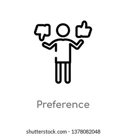 Preference Vector Line Icon. Simple Element Illustration. Preference Outline Icon From People Concept. Can Be Used For Web And Mobile