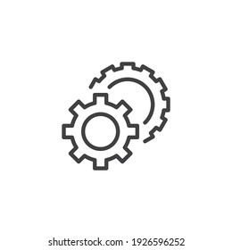 Preferencias icono de línea de engranajes. Signo de estilo lineal para el concepto móvil y el diseño web. Preferencias arroja el icono vector de contorno. Símbolo, ilustración del logotipo. Gráficos vectoriales