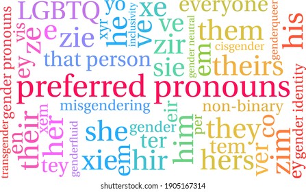 Preferred Pronouns on a white background. 