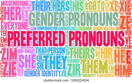 Preferred Pronouns on a white background. 