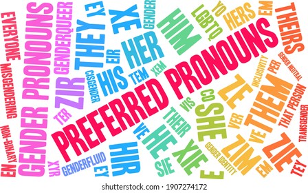 Preferred Pronouns on a white background. 