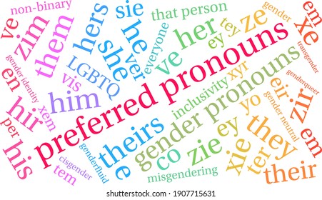 Preferred Pronouns on a white background. 