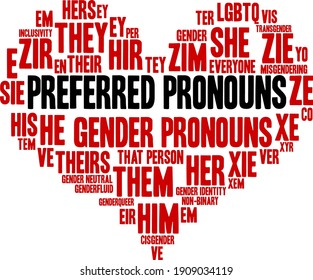 Preferred Pronouns on a white background. 