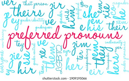 Preferred Pronouns on a white background. 