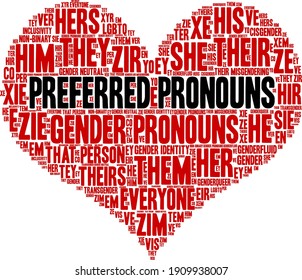 Preferred Pronouns on a white background. 