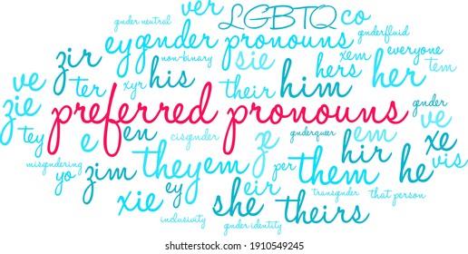 Preferred Pronouns on a white background. 