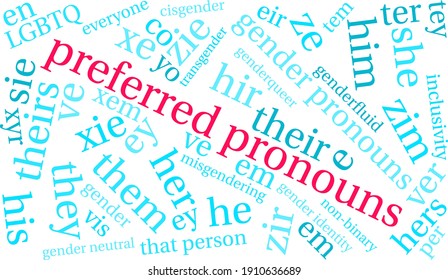 Preferred Pronouns on a white background. 