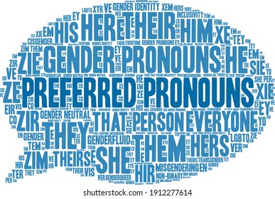 Preferred Pronouns on a white background. 