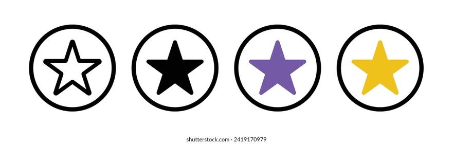 Preferred Star Vector Icon Set. Top Choice Star Vector Symbol for UI Design.