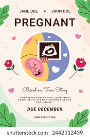 pregnancy announcement background. Gender reveal party background. Boy or girl reveal. gender announcement. Vector Illustration design for Poster, Banner, Flyer, Invitation, Card. blue and pink color.