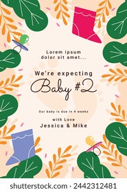 pregnancy announcement background. Gender reveal party background. Boy or girl reveal. gender announcement. Vector Illustration design for Poster, Banner, Flyer, Invitation, Card. blue and pink color.