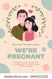 pregnancy announcement background. Gender reveal party background. Boy or girl reveal. gender announcement. Vector Illustration design for Poster, Banner, Flyer, Invitation, Card. blue and pink color.