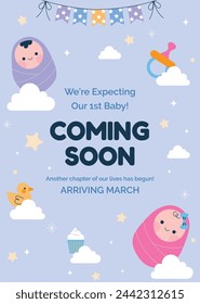 pregnancy announcement background. Gender reveal party background. Boy or girl reveal. gender announcement. Vector Illustration design for Poster, Banner, Flyer, Invitation, Card. blue and pink color.