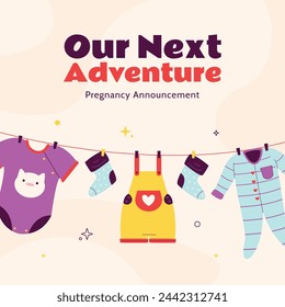 pregnancy announcement background. Gender reveal party background. Boy or girl reveal. gender announcement. Vector Illustration design for Poster, Banner, Flyer, Invitation, Card. blue and pink color.