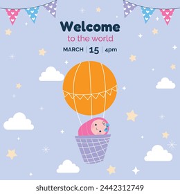 pregnancy announcement background. Gender reveal party background. Boy or girl reveal. gender announcement. Vector Illustration design for Poster, Banner, Flyer, Invitation, Card. blue and pink color.