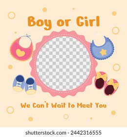 pregnancy announcement background. Gender reveal party background. Boy or girl reveal. gender announcement. Vector Illustration design for Poster, Banner, Flyer, Invitation, Card. blue and pink color.