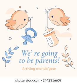 pregnancy announcement background. Gender reveal party background. Boy or girl reveal. gender announcement. Vector Illustration design for Poster, Banner, Flyer, Invitation, Card. blue and pink color.