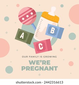 pregnancy announcement background. Gender reveal party background. Boy or girl reveal. gender announcement. Vector Illustration design for Poster, Banner, Flyer, Invitation, Card. blue and pink color.