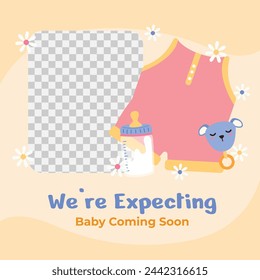 pregnancy announcement background. Gender reveal party background. Boy or girl reveal. gender announcement. Vector Illustration design for Poster, Banner, Flyer, Invitation, Card. blue and pink color.