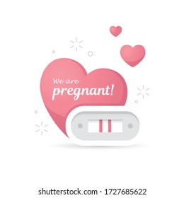 Pregnancy announcement design concept with positive test icon, symbol.